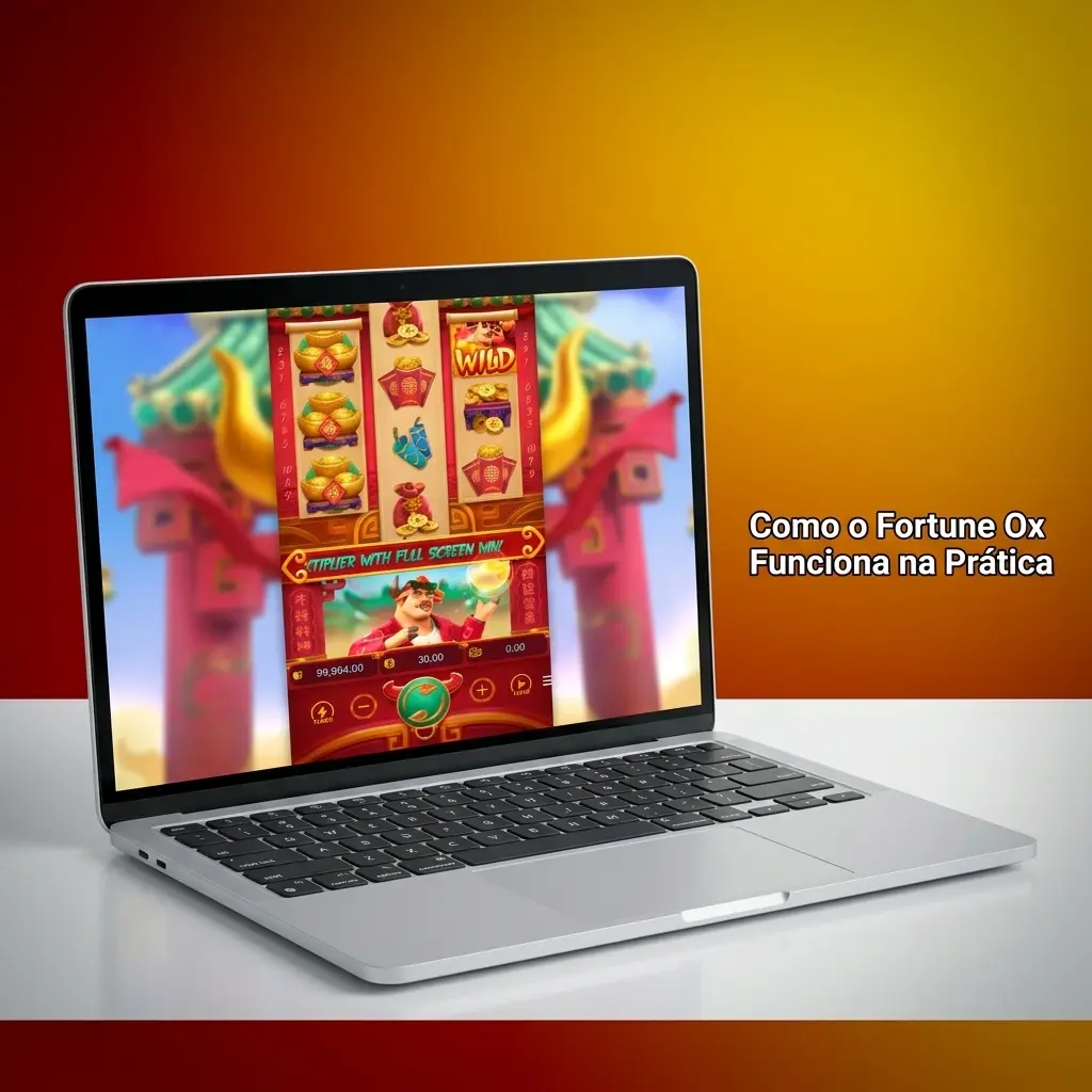 Grade 3x3 do Fortune Ox com símbolos chineses e mecânica de multiplicador crescente a cada rodada sem vitória