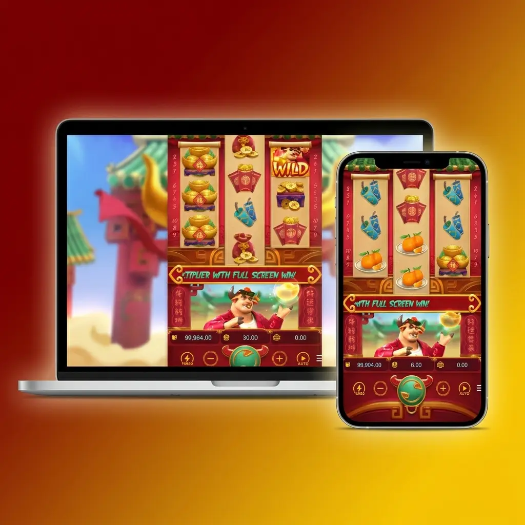 Ícones dos sistemas Android, iOS, Windows e macOS compatíveis com o jogo Fortune Ox